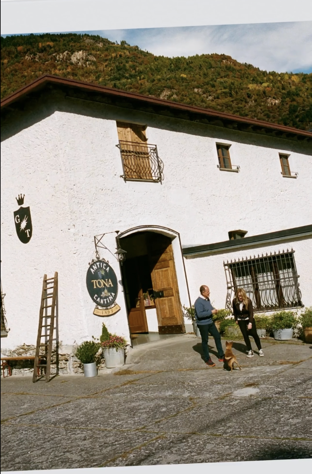 The courtyard of Tenuta Bonisolo, a family cellar since 1892 in Villa di Tirano